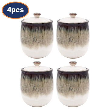 4Pcs 1L Ceramic Reactive Glaze Multipurpose Canisters