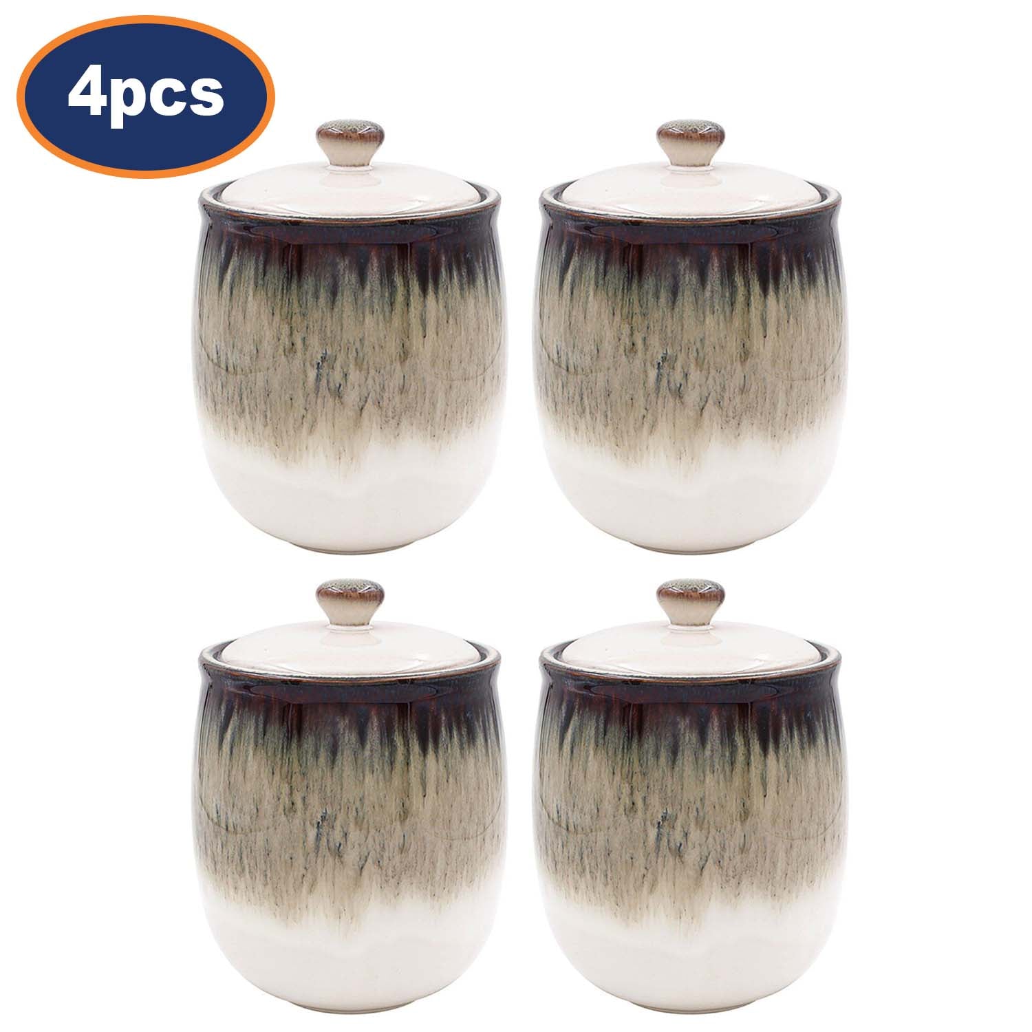 4Pcs 1L Ceramic Reactive Glaze Multipurpose Canisters