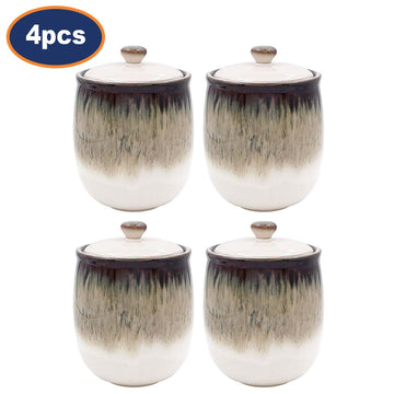 4Pcs 1L Ceramic Reactive Glaze Multipurpose Canisters