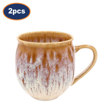 2Pcs Reactive Glaze Caramel Mug Ceramic Coffee Tea Cup
