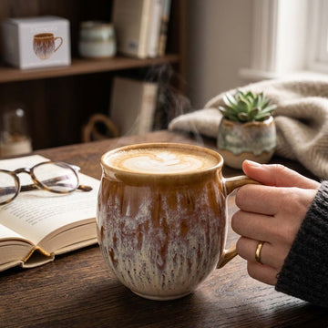 2Pcs Reactive Glaze Caramel Mug Ceramic Coffee Tea Cup