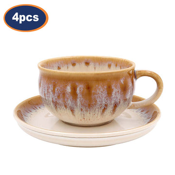4 Sets of Reactive Glaze Cup & Saucer Set