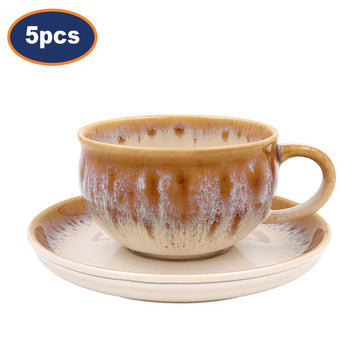 5 Sets of Reactive Glaze Cup & Saucer Set