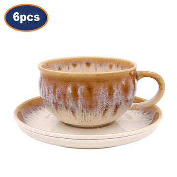 6 Sets of Reactive Glaze Cup & Saucer Set
