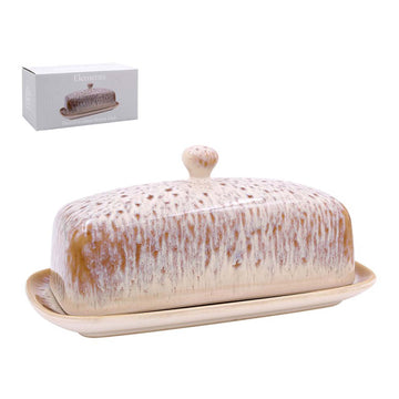 Rectangular Reactive Glaze Finish Butter Dish with Lid