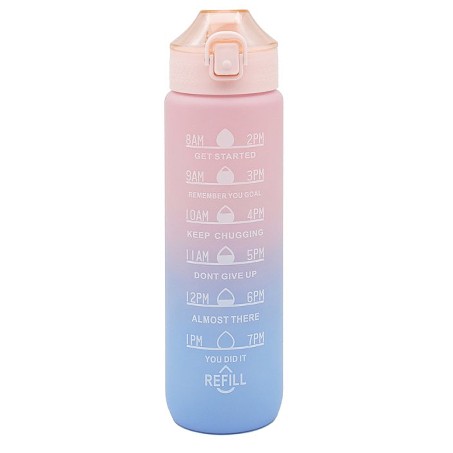 1L Pink Plastic Leak Proof Slide Lock Sports Water Bottle