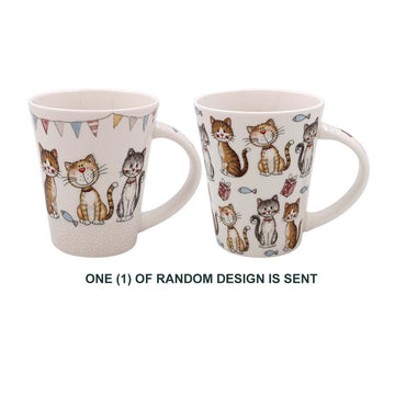 375ml Faithful Friends Assorted Cat Design Ceramic Coffee Mug