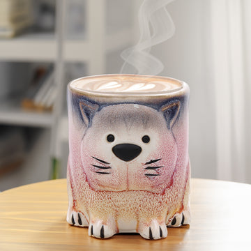 350ml Reactive Glazed Faithful Friends Cat Ceramic Mug