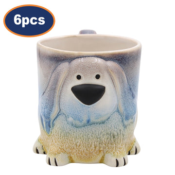 6pcs 350ml Reactive Glazed Faithful Friends Dog Ceramic Mug