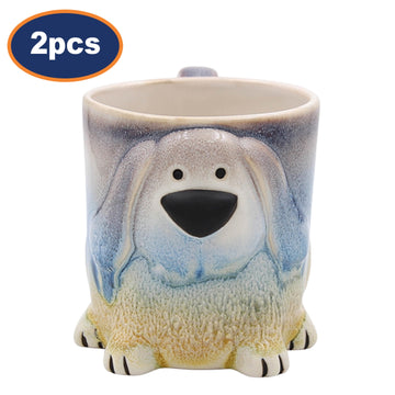 2pcs 350ml Reactive Glazed Faithful Friends Dog Ceramic Mug