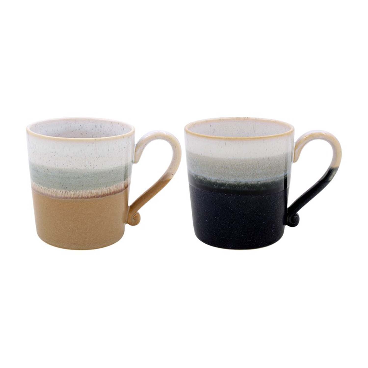 2Pcs 350ml Assorted Reactive Glaze Stoneware Coffee Mug