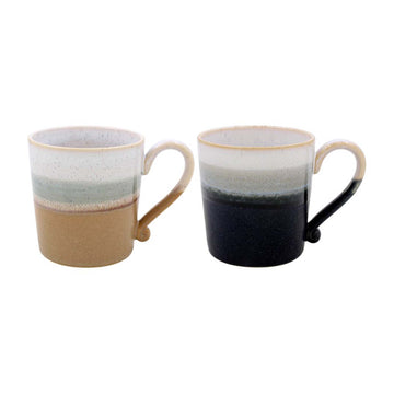 2Pcs 350ml Assorted Reactive Glaze Stoneware Coffee Mug