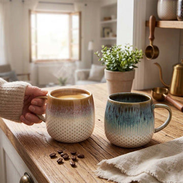 2Pcs 350ml Reactive Glaze Stoneware Coffee Mug