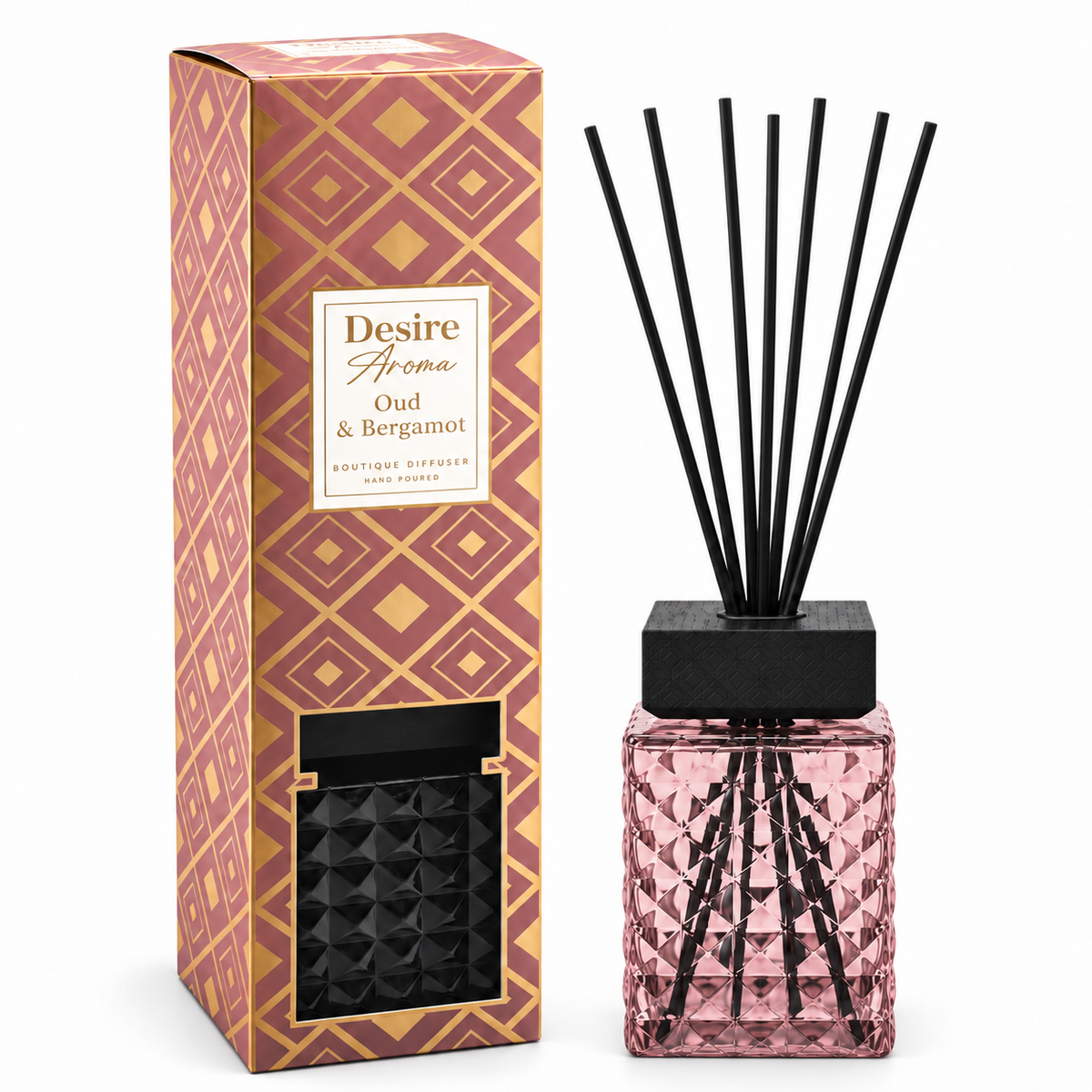 Reed Diffuser 1L Oud & Bergamot Luxury Crystal Glass
