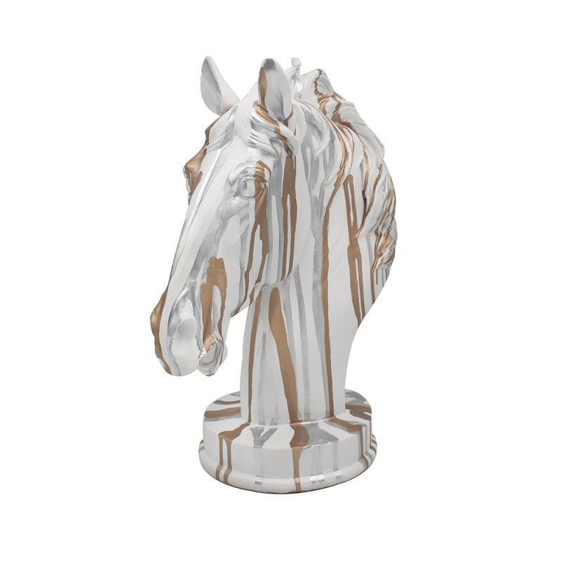 Gold Horse Bust Renaissance Drip Art Resin Animal Figurine