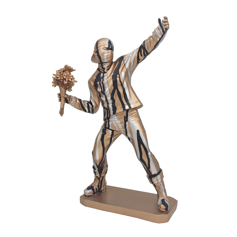 Gold Holding Flower Thrower Renaissance Drip Art Resin Human Figurine