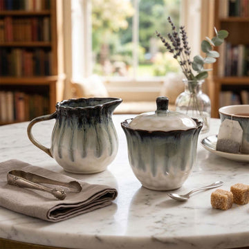 260ml Reactive Glaze Stoneware Coffee Sugar & Cream Set