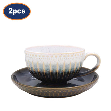 2 Sets of Artisan Reactive Glaze Cup & Saucer Set