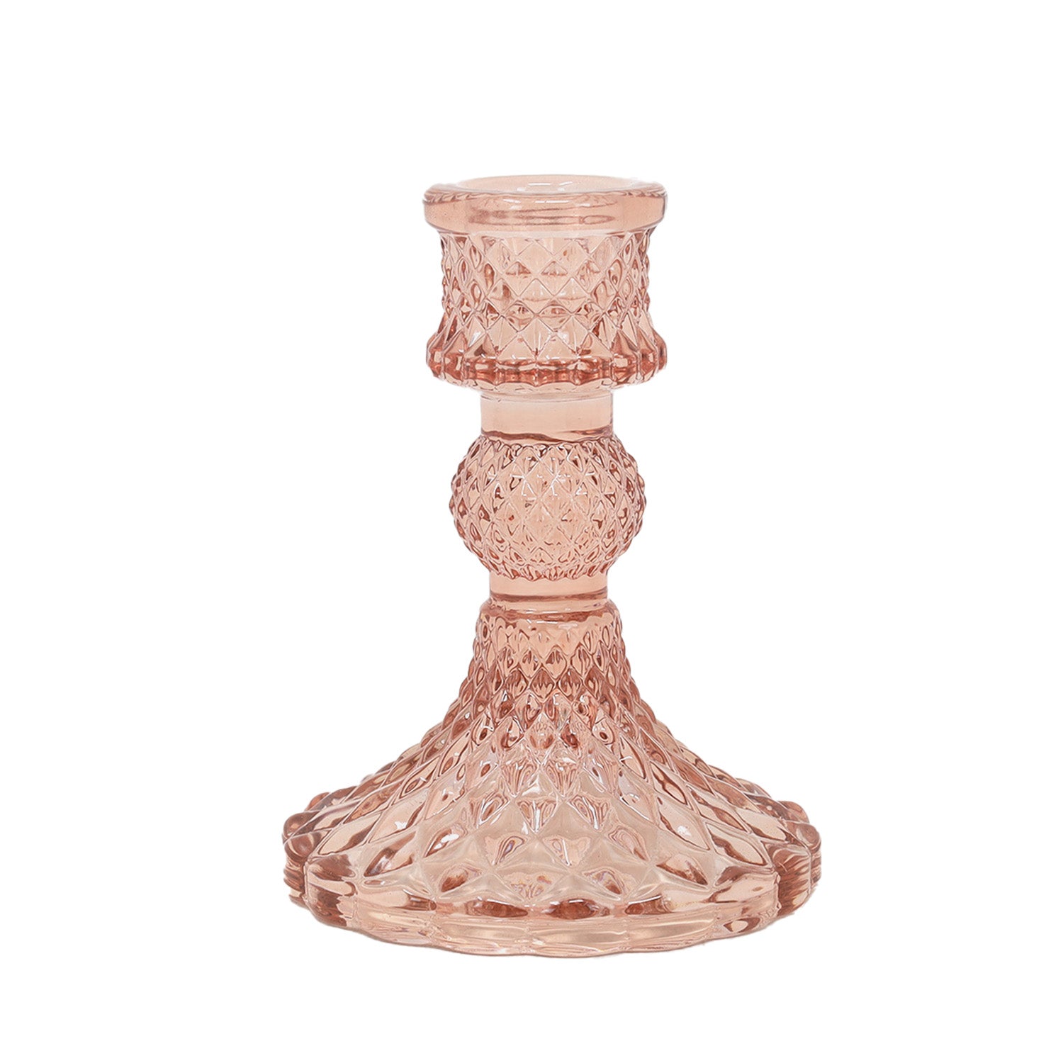 Champagne Pink Glass Victorian Style Candle Holder