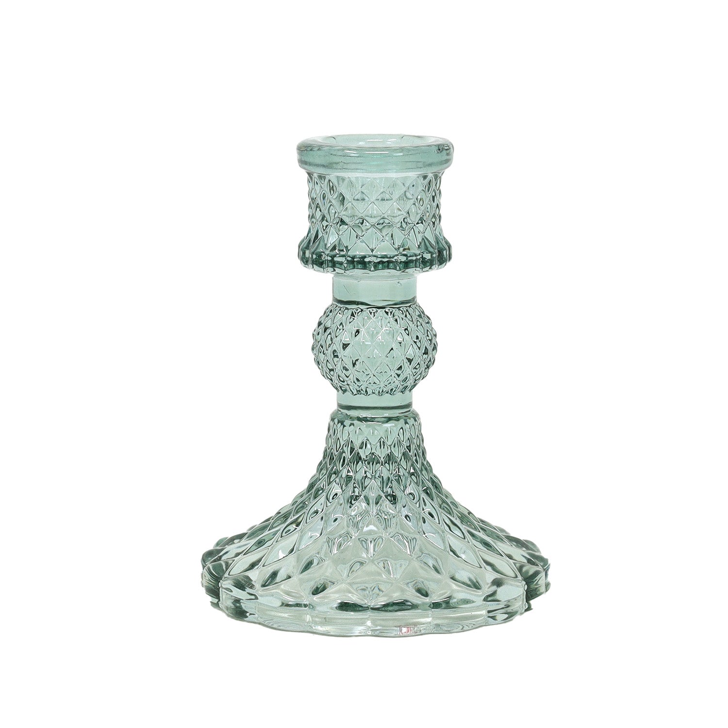 Green Glass Victorian Style Candle Holder