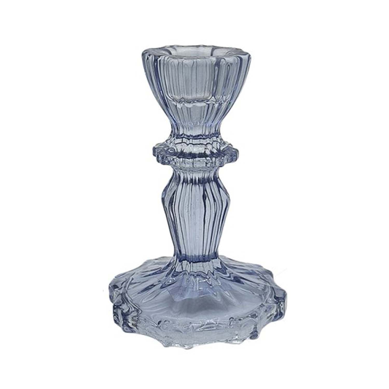 Translucent Blue Taper Glass Candle Holder
