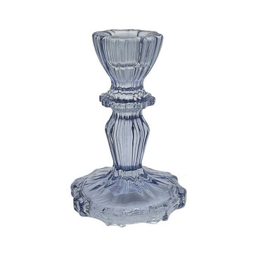Translucent Blue Taper Glass Candle Holder