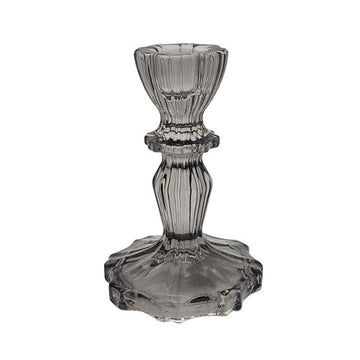 Translucent Grey Taper Glass Candle Holder