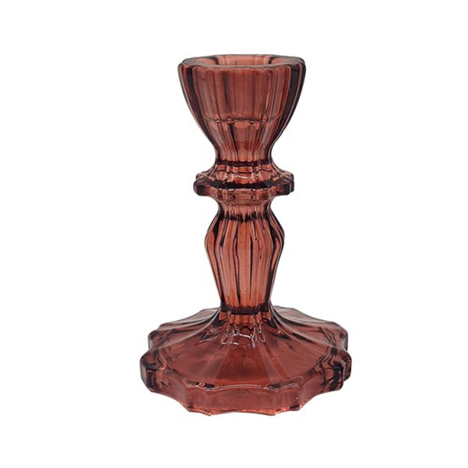 Translucent Rose Gold Taper Glass Candle Holder