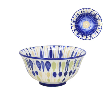 Blue Soup Bowl Ceramic Dessert Dish Rustic 12cm