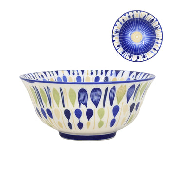 Blue Soup Bowl Ceramic Dessert Dish Rustic 15cm