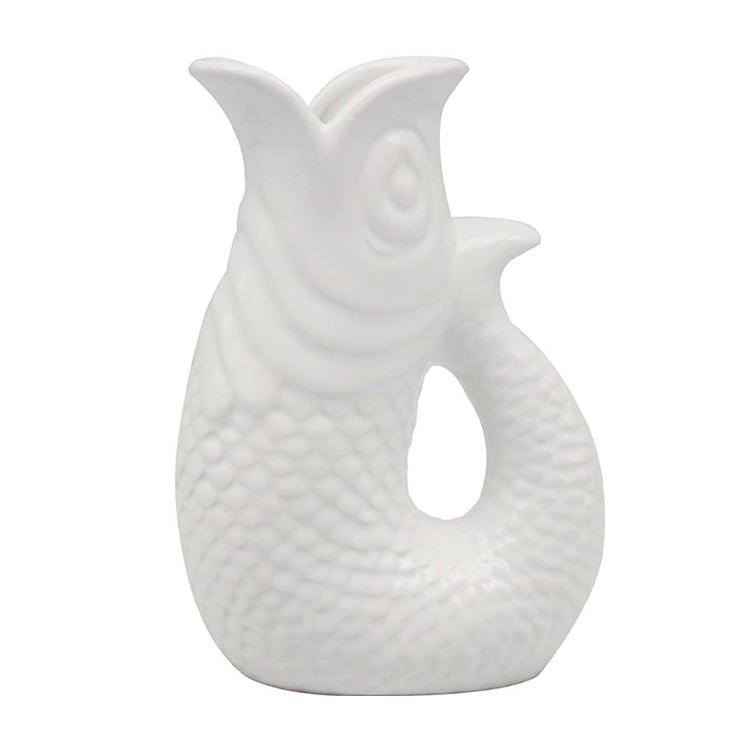 20cm White Ceramic Fish Gurgle Jug
