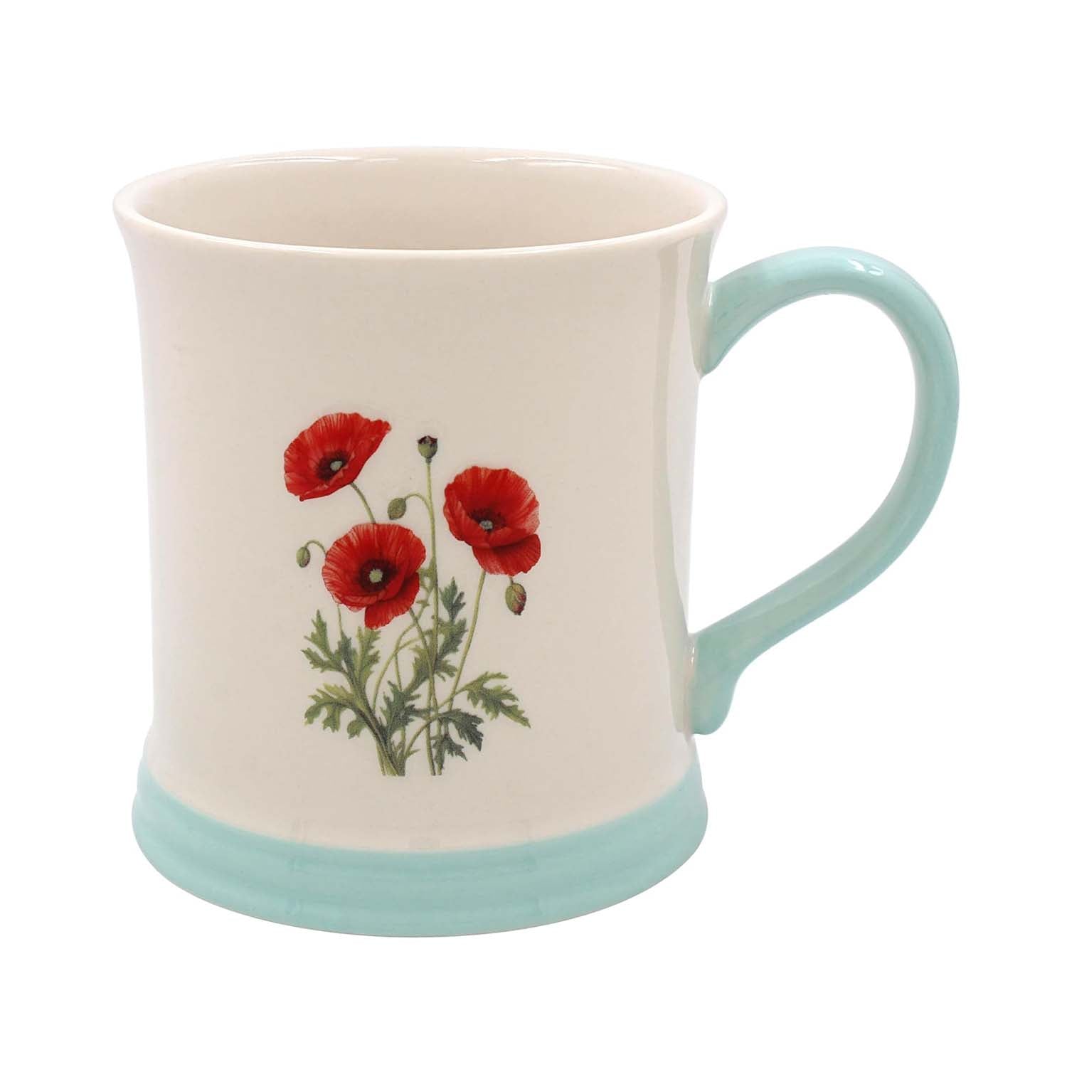 350ml Country Life Red Poppy White Ceramic Mug