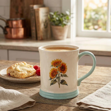 350ml Country Life Sunflower White Ceramic Mug