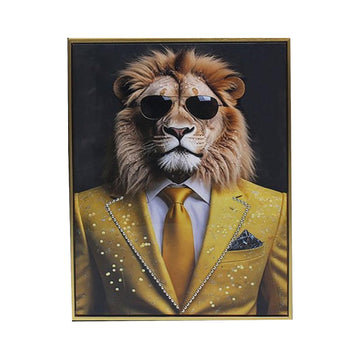 Wall Art Print Lion Bling Hanging Canvas