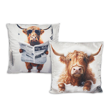 Set of 2 Pillow Cushion Sofa Bed Highland Cow Print