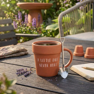 325ml Green Fingers Pot Shape "A Little Dirt Never Hurt" Coffee Mug & Spoon