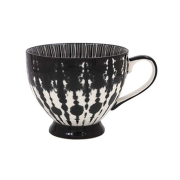 350ml Fine China Black Tie-Dye Footed Cup Coffee Mug