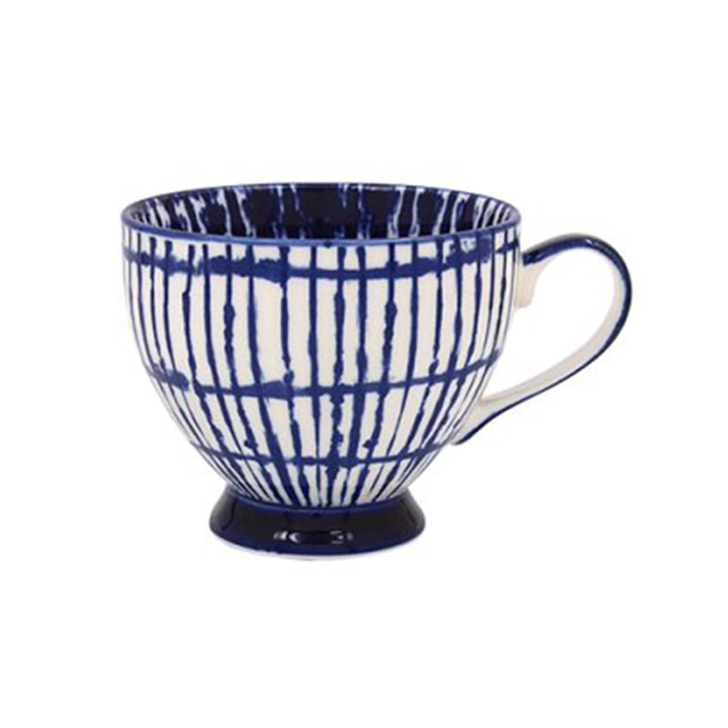 350ml Fine China Blue Tie-Dye Footed Cup Coffee Mug