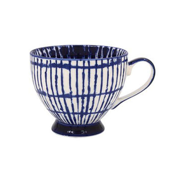 350ml Fine China Blue Tie-Dye Footed Cup Coffee Mug