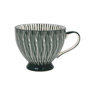 350ml Fine China Green Tie-Dye Footed Cup Coffee Mug