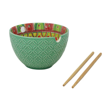 15cm Green Ceramic Tuscany Bohemian Design Bowl