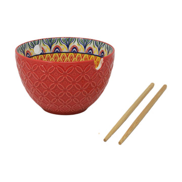 15cm Red Ceramic Tuscany Bohemian Design Bowl