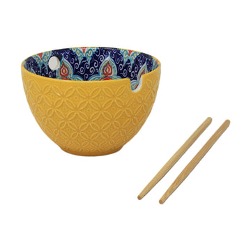 6Pcs 15cm Yellow Mediterranean Tuscany Bohemian Ceramic Bowl