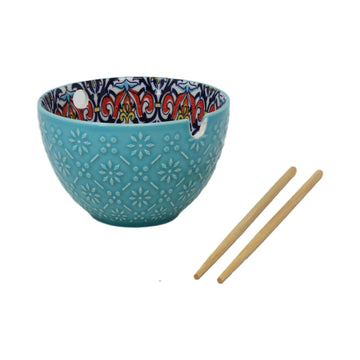 15cm Turquoise Blue Ceramic Tuscany Bohemian Design Bowl