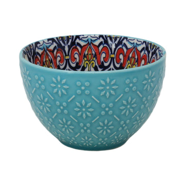 4Pcs 15cm Turquoise Blue Mediterranean Tuscany Bohemian Ceramic Bowl