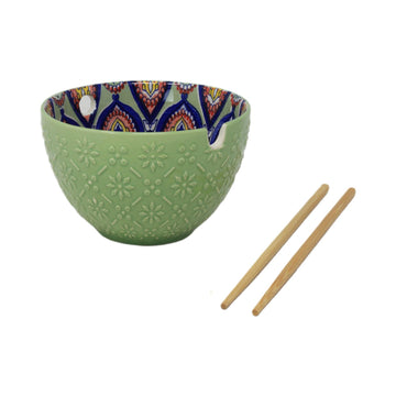 15cm Moss Green Ceramic Tuscany Bohemian Design Bowl