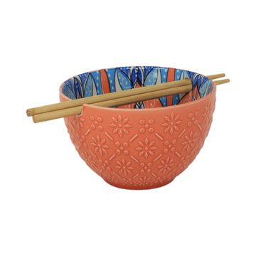 2Pcs 15cm Orange Mediterranean Tuscany Bohemian Ceramic Bowl
