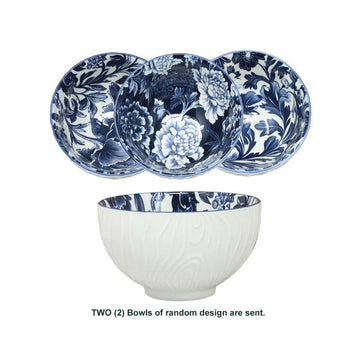 2Pcs 12cm Fleur Vintage Floral Ceramic Bowl - Random Design