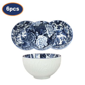 6Pcs 12cm Fleur Vintage Floral Ceramic Bowl - Random Design