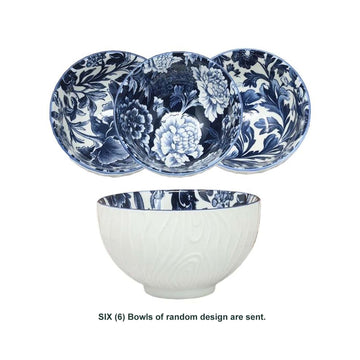 6Pcs 12cm Fleur Vintage Floral Ceramic Bowl - Random Design